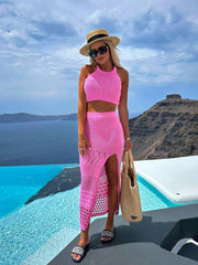 Knitted Mesh Beach Cover Two Pieces Set - Jey Boutique LLC