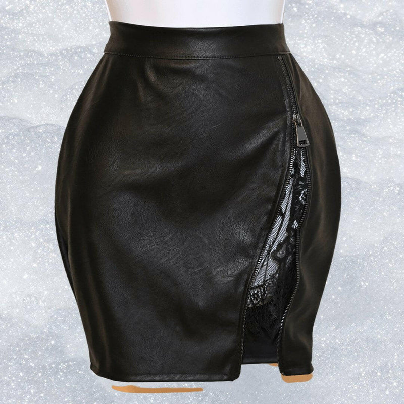 Audrey lace detail leatherette skirt - Jey Boutique LLC