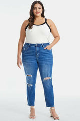 BAYEAS Full Size Distressed High Waist Mom Jeans - Jey Boutique LLC