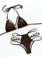 Cutout Halter Neck Two-Piece Bikini Set.