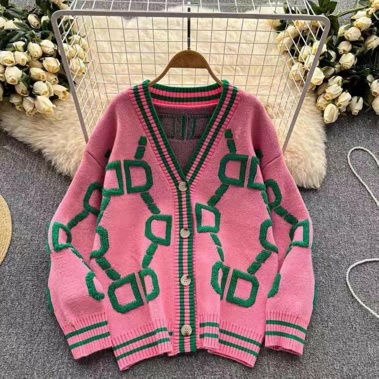 Fashion Knit Cardigan Loose Sweater.