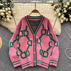 Fashion Knit Cardigan Loose Sweater.
