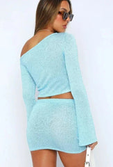 Flared Sleeves Slim Two Piece Set.