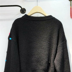 Heavy Multicolour Rhinestone Knitted Sweater Pullover.