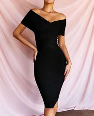 High Quality Body-con Off The Shoulder Rayon Bandage Dress.