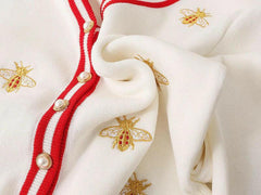 High Quality Fashion Designer Bee Embroidery Cardigan Long Sleeve.