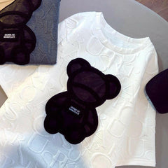 Jacquard Short Sleeves Oversized T-shirt - Jey Boutique LLC