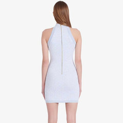 Jacquard Sleeveless Bandage Bodycon Dress - Jey Boutique LLC