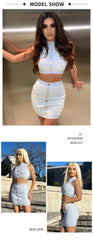 Jacquard Two Pieces Set Skirt & Crop Top - Jey Boutique LLC
