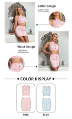 Jacquard Two Pieces Set Skirt & Crop Top - Jey Boutique LLC