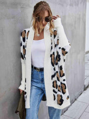 Leopard Pattern Fuzzy Cardigan - Jey Boutique LLC