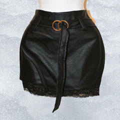Livia leatherette lace mini skirt - Jey Boutique LLC