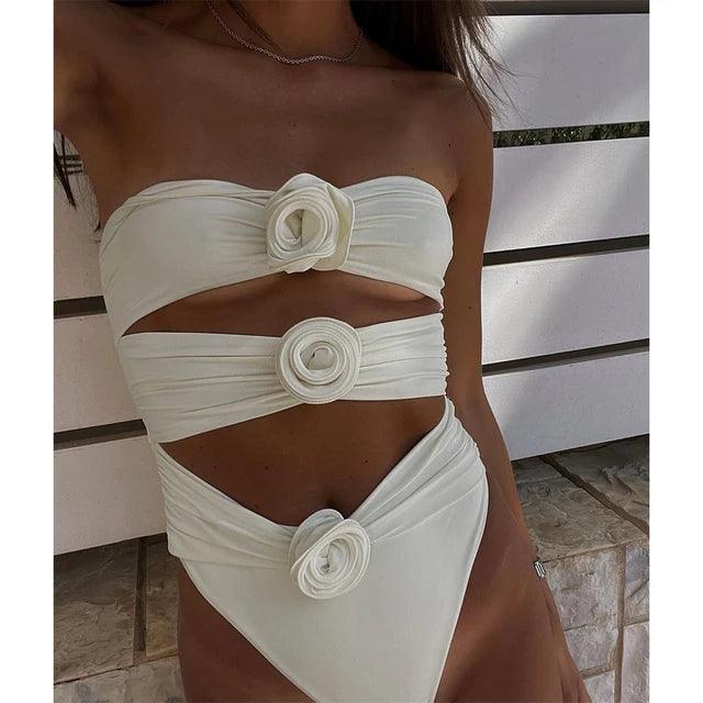 One Piece Lace Up Swimsuit.