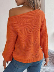 Openwork Long Sleeve Sweater - Jey Boutique LLC