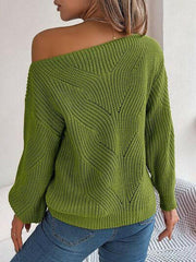 Openwork Long Sleeve Sweater - Jey Boutique LLC
