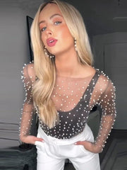 Pearl Mesh See Through Top - Jey Boutique LLC