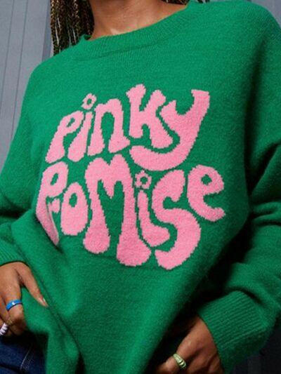 PINKY PROMISE Round Neck Sweater.