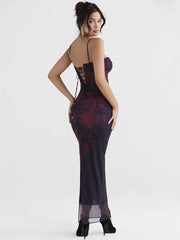 Print Long Fishtail Dress - Jey Boutique LLC