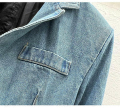 Rhinestone Denim Long Sleeve Slim Jacket - Jey Boutique LLC