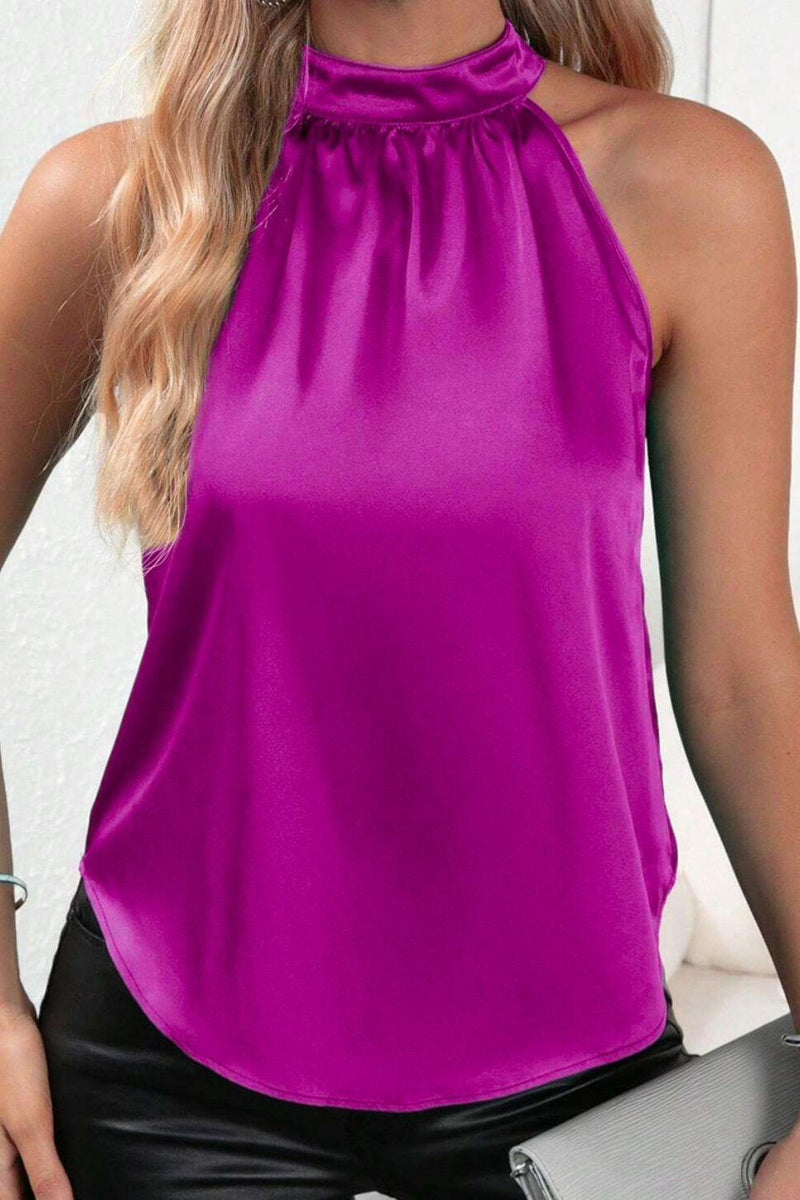 Ruched Grecian Neck Tank.