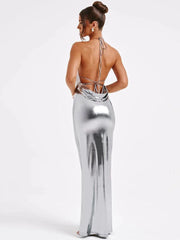 Satin Backless Maxi Dress - Jey Boutique LLC
