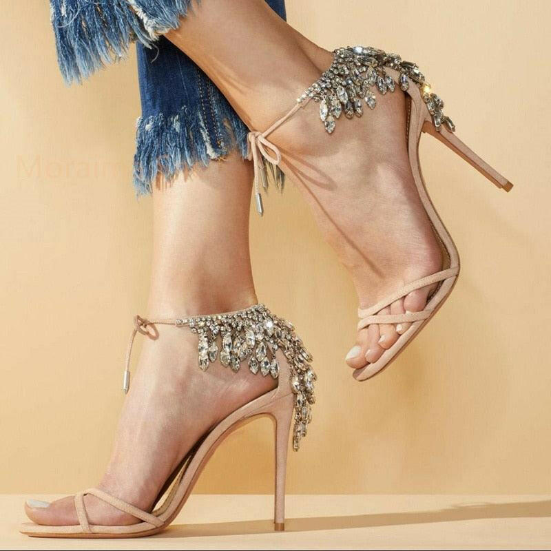 Stiletto Sandals Bling Diamond Tassel High Heels - Jey Boutique LLC