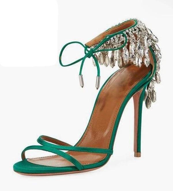 Stiletto Sandals Bling Diamond Tassel High Heels - Jey Boutique LLC