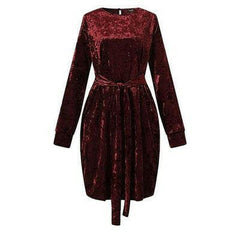 Tied Round Neck Long Sleeve Dress.