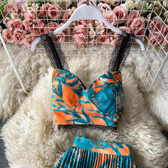 Tropical Maxi Skirt Two Piece Set - Jey Boutique LLC