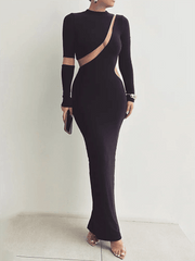 Turtleneck Long Sleeve Bodycon Maxi Dress - Jey Boutique LLC