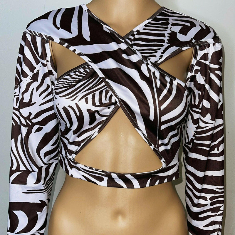Zebra wrap crop top - Jey Boutique LLC
